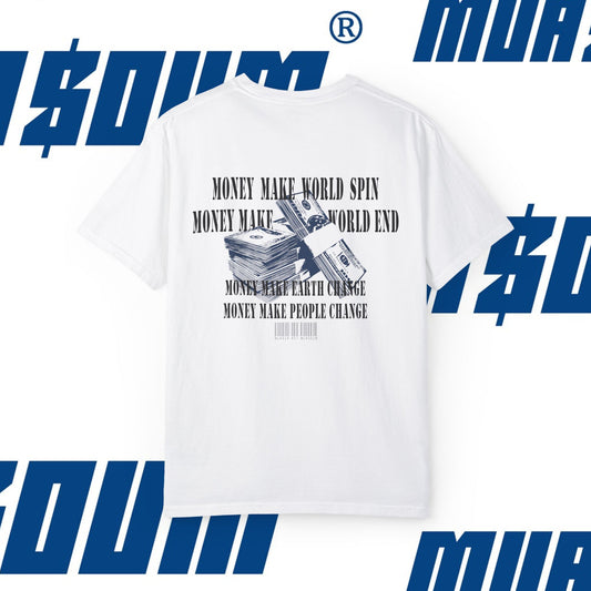 Unisex Garment-Dyed T-Shirt - 'Money Makes the World Spin' Graphic Tee - street tshirt
